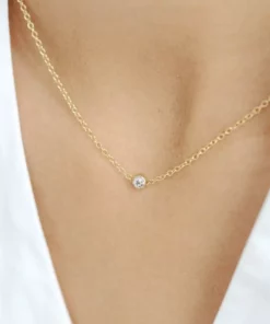 Sara Patino Jewelry Gold Tiny White Topaz Recycled Necklace Special Occasion