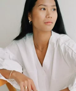 Sara Patino Jewelry Gold Tiny White Topaz Recycled Necklace Special Occasion