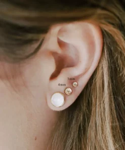 Sara Patino Jewelry Gold White Topaz Recycled Stud Earrings