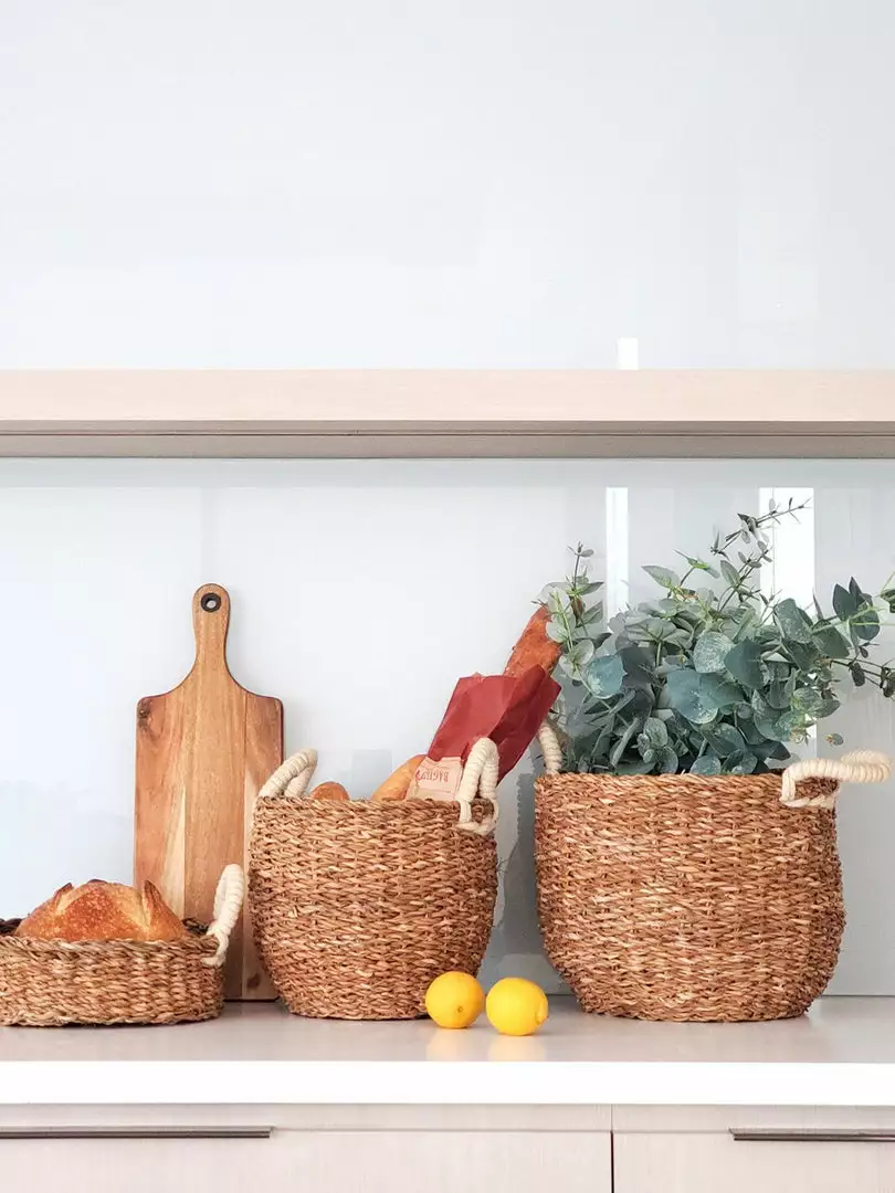 Korissa Savar Basket With White Handles Set 2 Korissa Savar Basket With White Handles Set