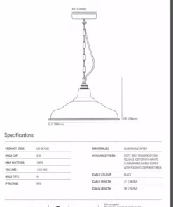 Ameico School Pendant Light - Weathered Copper Lighting