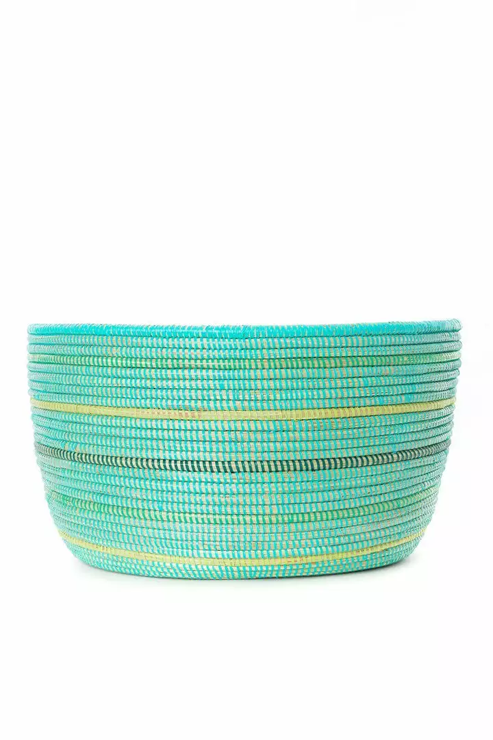 Swahili African Modern Seaside Stripe Knitting Basket 2 Swahili African Modern Seaside Stripe Knitting Basket
