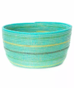 Swahili African Modern Seaside Stripe Knitting Basket
