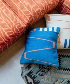 K-apostrophe Home Goods Serpents + Ladders Azul Wool Floor Pillow