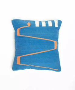 K-apostrophe Home Goods Serpents + Ladders Azul Wool Floor Pillow