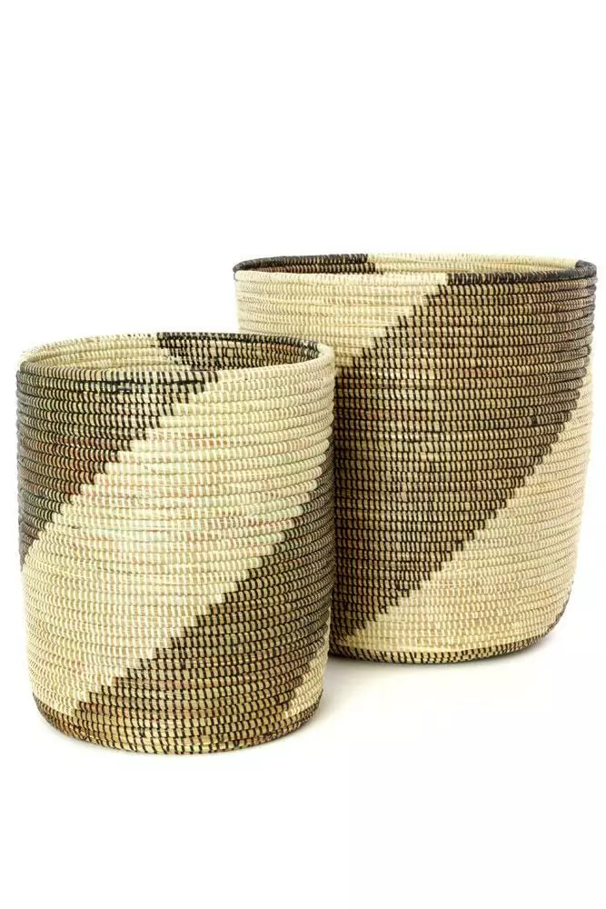 Swahili African Modern Home Goods Nesting Swirl Baskets Set 1 Swahili African Modern Home Goods Nesting Swirl Baskets Set