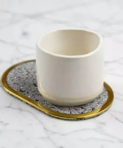 Slash Objects Office Accessories Ring Recycled Rubber Coaster Set - Gris