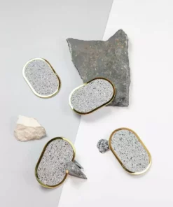 Slash Objects Office Accessories Ring Recycled Rubber Coaster Set - Gris