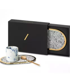 Slash Objects Office Accessories Ring Recycled Rubber Coaster Set - Gris