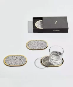 Slash Objects Office Accessories Ring Recycled Rubber Coaster Set - Gris