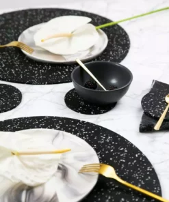 Slash Objects Kitchen + Dining Round Recycled Rubber Placemat - Speckled Black 9 Slash Objects Kitchen + Dining Round Recycled Rubber Placemat - Speckled Black