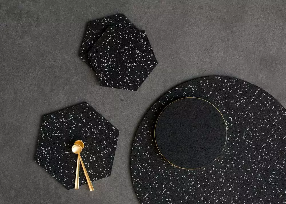 Slash Objects Kitchen + Dining Round Recycled Rubber Placemat - Speckled Black 5 Slash Objects Kitchen + Dining Round Recycled Rubber Placemat - Speckled Black