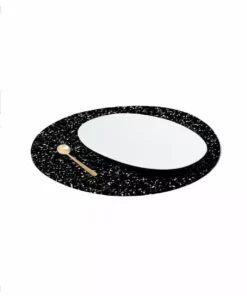 Slash Objects Kitchen + Dining Round Recycled Rubber Placemat - Speckled Black