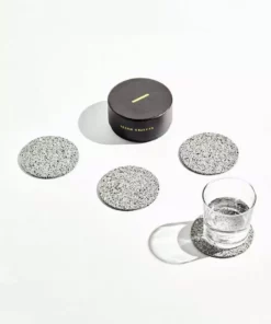 Slash Objects Round Recycled Rubber Coaster Set - Gris