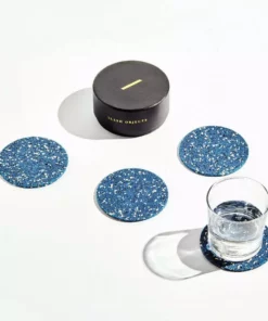 Slash Objects Round Recycled Rubber Coaster Set - Royal