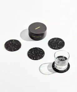 Slash Objects Best Sellers Round Recycled Rubber Coaster Set - Speckled Black