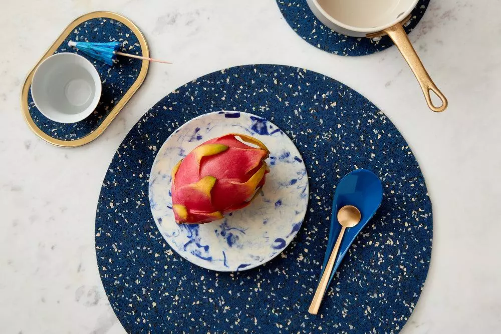 Slash Objects Ring Recycled Rubber Coaster Set - Royal 4 Slash Objects Ring Recycled Rubber Coaster Set - Royal