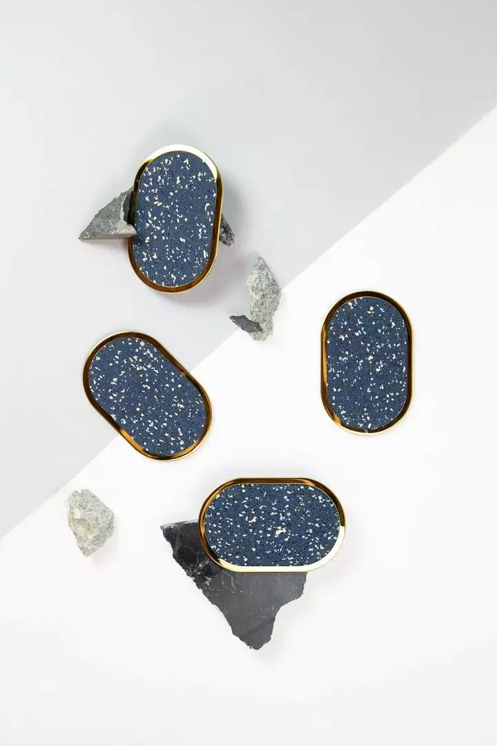 Slash Objects Ring Recycled Rubber Coaster Set - Royal 3 Slash Objects Ring Recycled Rubber Coaster Set - Royal