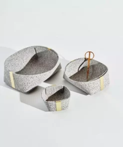 Slash Objects Recycled Rubber + Brass Basket Set - Gris