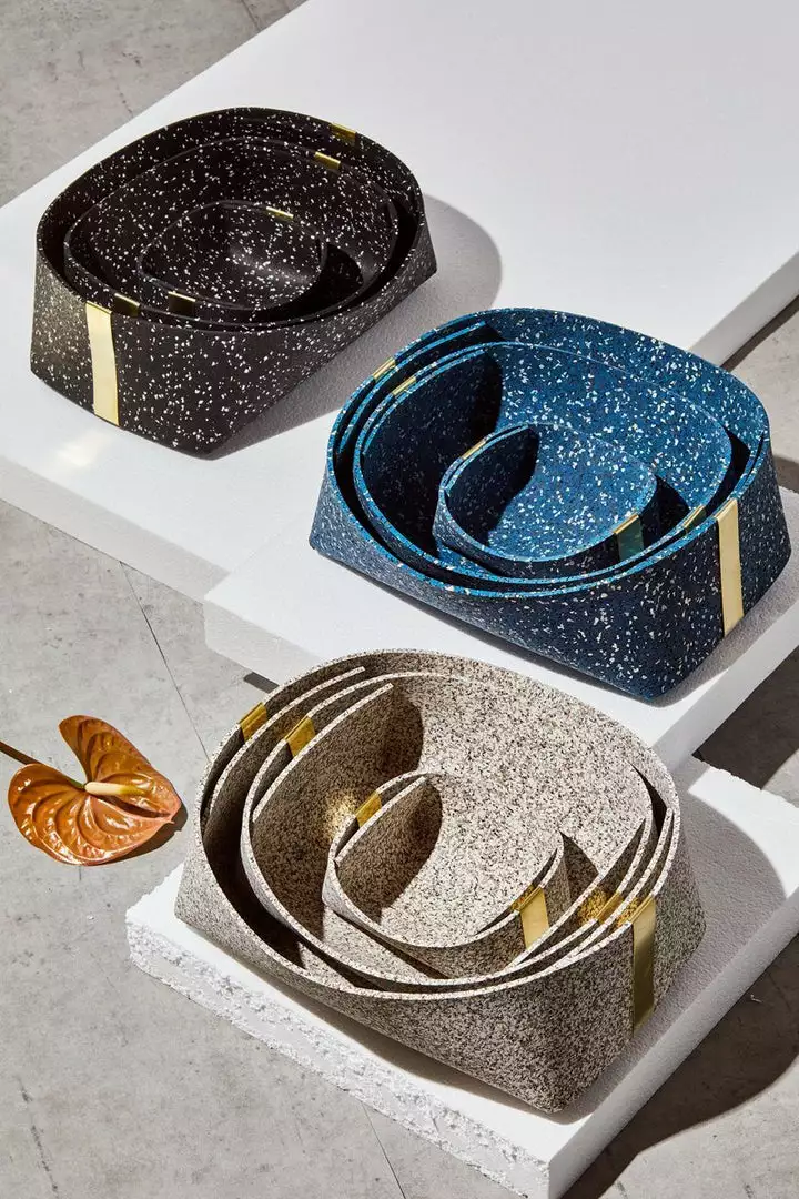 Slash Objects Recycled Rubber + Brass Basket Set - Royal Home Goods 8 Slash Objects Recycled Rubber + Brass Basket Set - Royal Home Goods