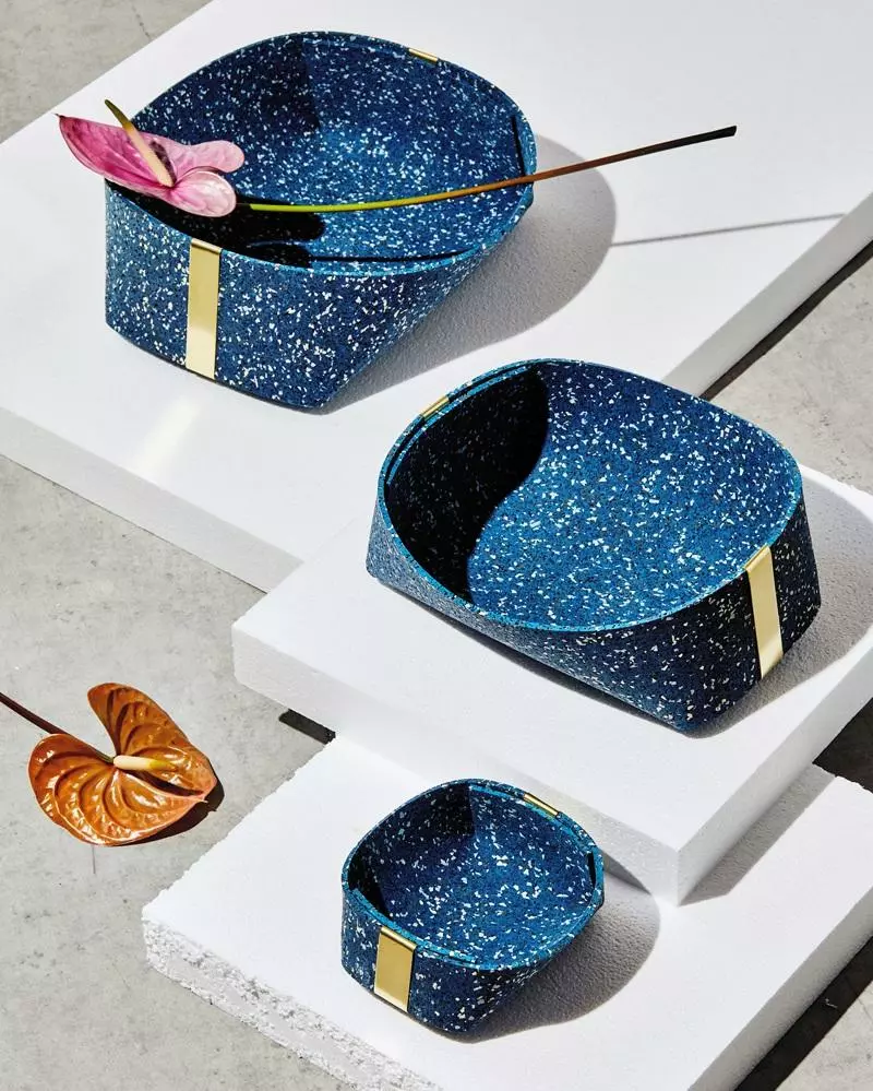 Slash Objects Recycled Rubber + Brass Basket Set - Royal Home Goods 3 Slash Objects Recycled Rubber + Brass Basket Set - Royal Home Goods