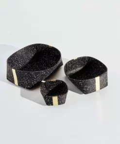 Slash Objects Recycled Rubber + Brass Basket Set - Speckled Black Home Goods