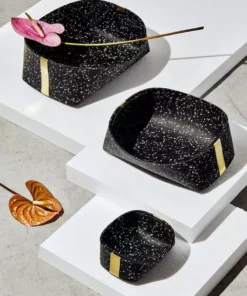 Slash Objects Recycled Rubber + Brass Basket Set - Speckled Black Home Goods 13 Slash Objects Recycled Rubber + Brass Basket Set - Speckled Black Home Goods