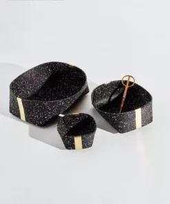 Slash Objects Recycled Rubber + Brass Basket Set - Speckled Black Home Goods 20 Slash Objects Recycled Rubber + Brass Basket Set - Speckled Black Home Goods