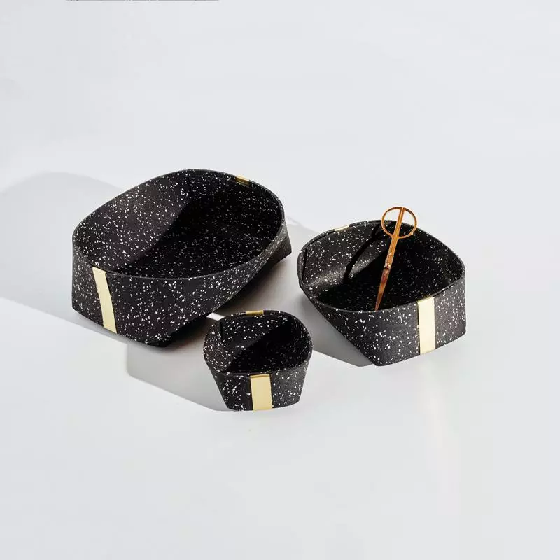 Slash Objects Recycled Rubber + Brass Basket Set - Speckled Black Home Goods 10 Slash Objects Recycled Rubber + Brass Basket Set - Speckled Black Home Goods