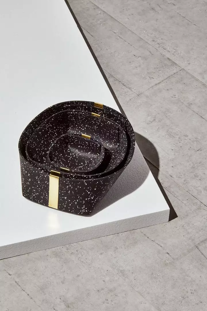 Slash Objects Recycled Rubber + Brass Basket Set - Speckled Black Home Goods 1 Slash Objects Recycled Rubber + Brass Basket Set - Speckled Black Home Goods