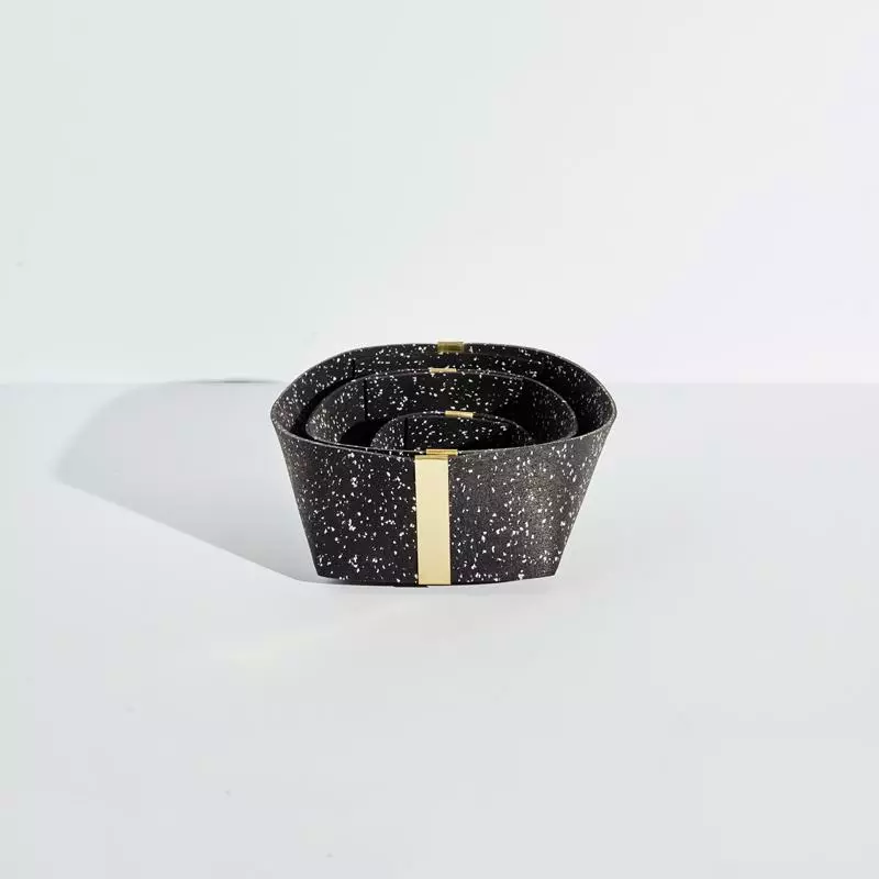 Slash Objects Recycled Rubber + Brass Basket Set - Speckled Black Home Goods 11 Slash Objects Recycled Rubber + Brass Basket Set - Speckled Black Home Goods
