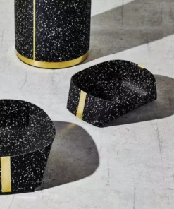Slash Objects Recycled Rubber + Brass Basket Set - Speckled Black Home Goods 14 Slash Objects Recycled Rubber + Brass Basket Set - Speckled Black Home Goods