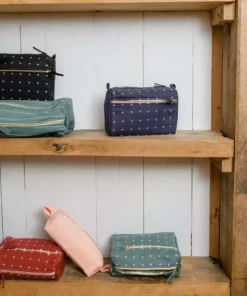 Anchal Accessories Small Grid Stitch Toiletry Bag