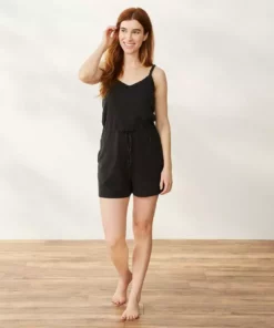 Coyuchi Solstice Short Romper - Deep Graphite