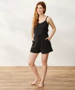 Coyuchi Solstice Short Romper - Deep Graphite