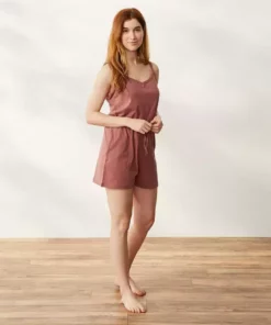 Coyuchi Pajamas + Loungewear Solstice Short Romper - Rosehip