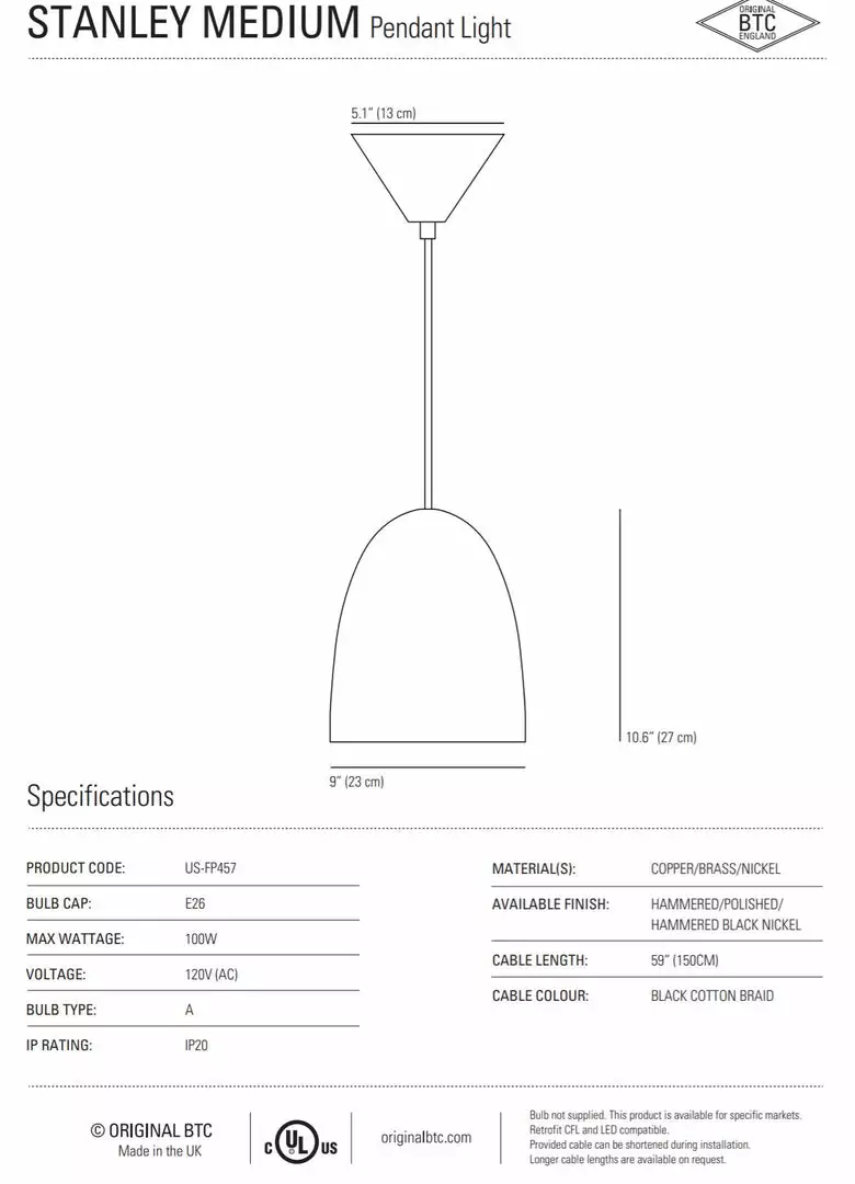 Ameico Stanley Medium Pendant Light - Brass Lighting 4 Ameico Stanley Medium Pendant Light - Brass Lighting