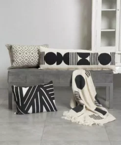 Casa Amarosa Stripe Sky Throw Pillow Cover - Black