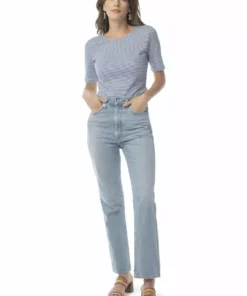 Synergy Organic Clothing Sale Striped Column Tee - Teal