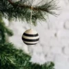 Azizi Life Striped Woven Ball Ornament - Black + Natural BIPOC Owned