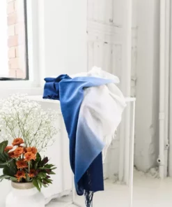 Studio Variously Azure Cashmere Throw Blanket