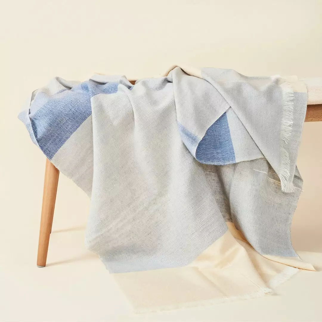 Studio Variously Ceru Merino Wool Throw Blanket 1 Studio Variously Ceru Merino Wool Throw Blanket