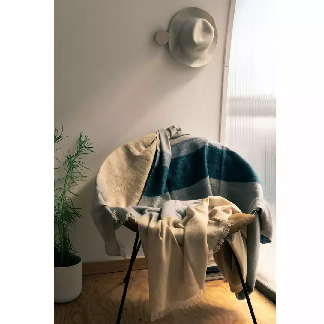 Studio Variously Ceru Merino Wool Throw Blanket 11 Studio Variously Ceru Merino Wool Throw Blanket