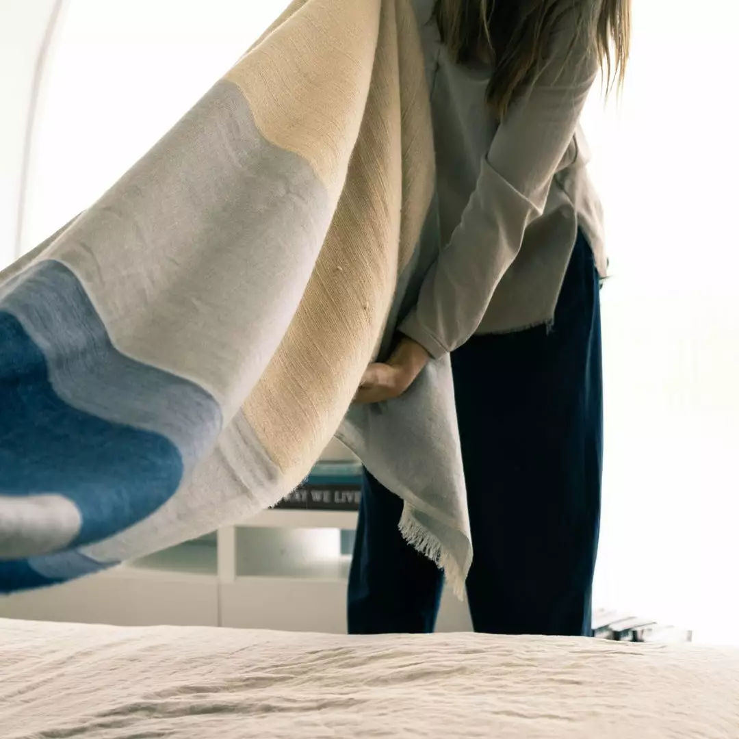 Studio Variously Ceru Merino Wool Throw Blanket 2 Studio Variously Ceru Merino Wool Throw Blanket