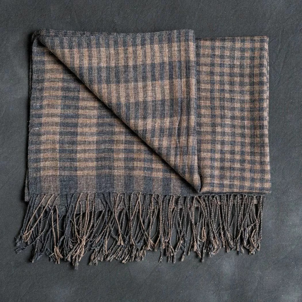 Studio Variously Fawn Checks Merino Scarf 5 Studio Variously Fawn Checks Merino Scarf