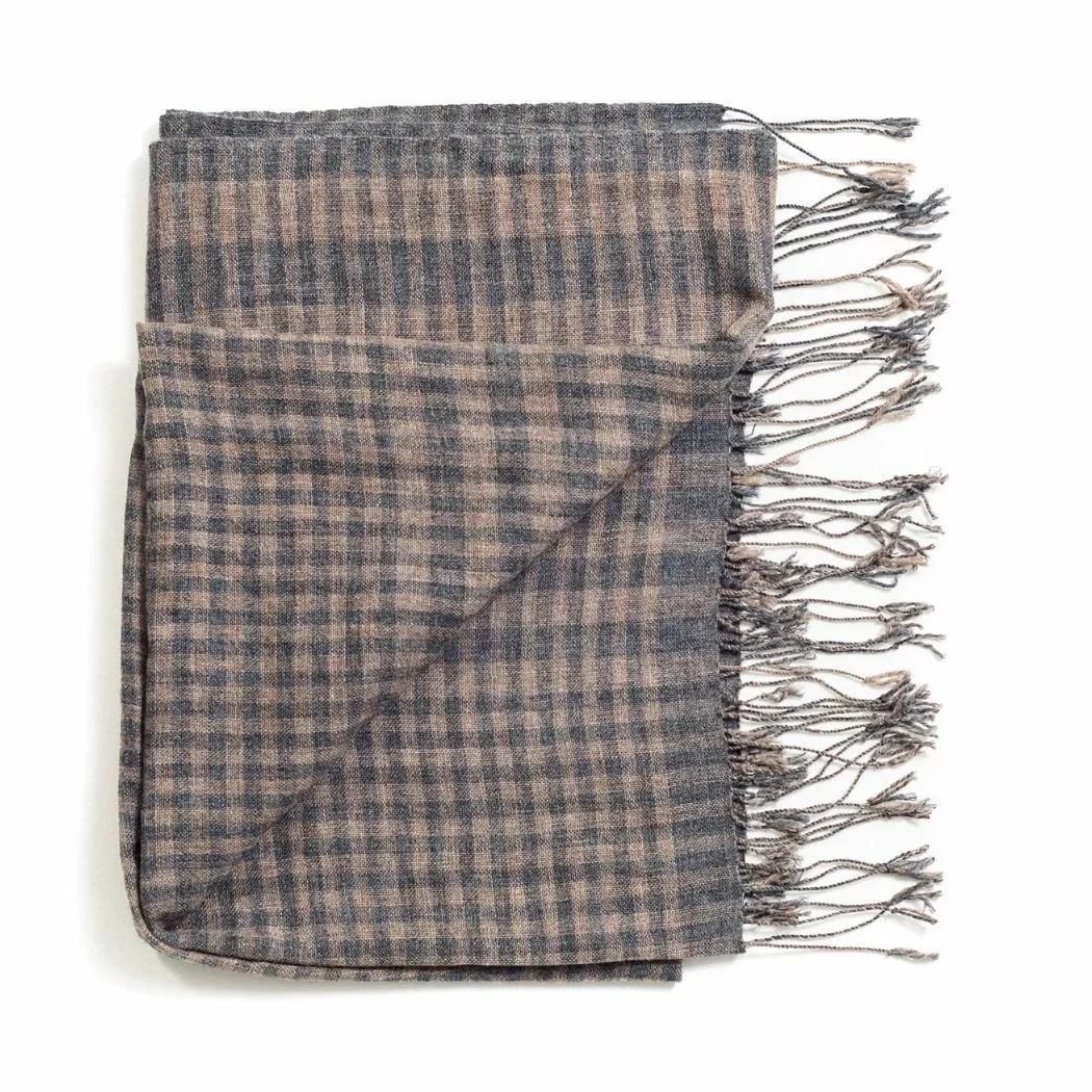 Studio Variously Fawn Checks Merino Scarf 2 Studio Variously Fawn Checks Merino Scarf