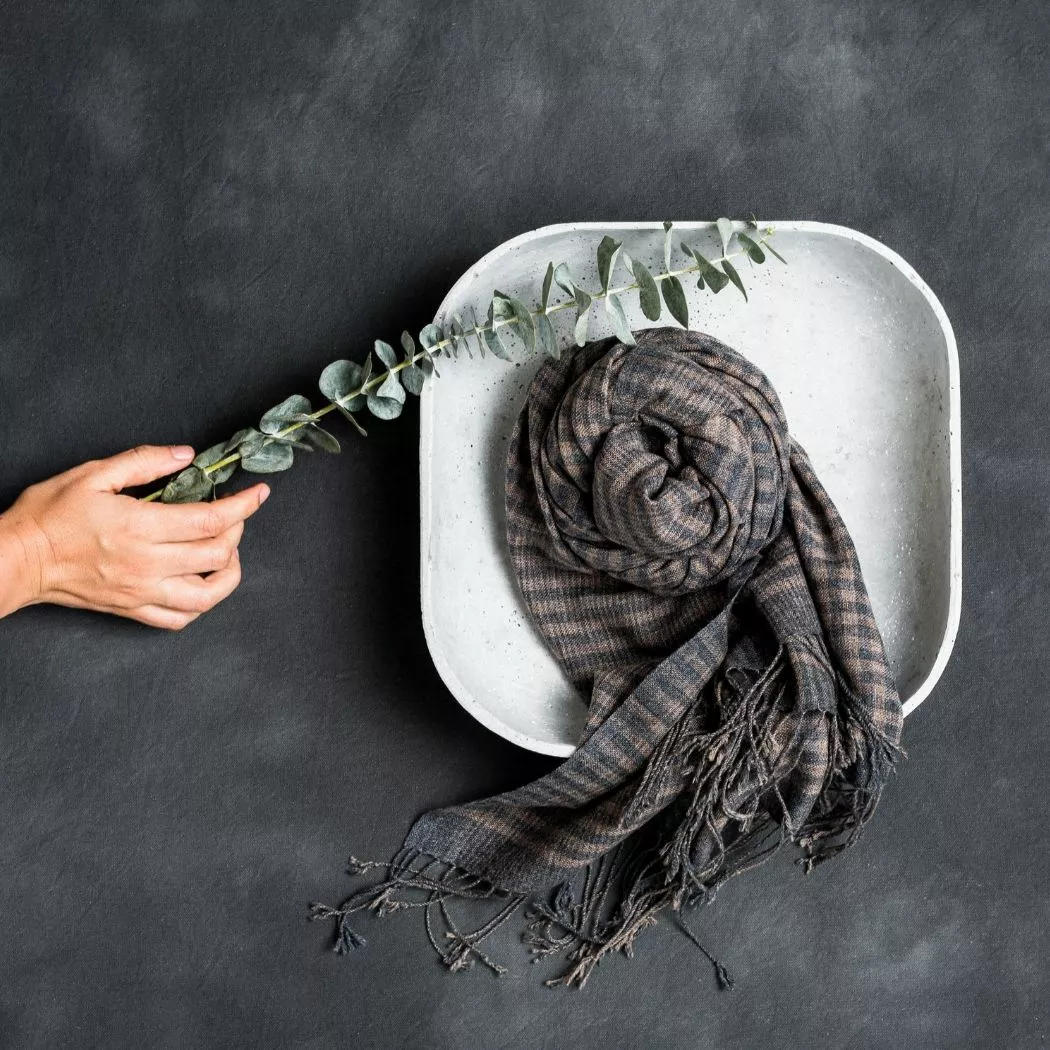 Studio Variously Fawn Checks Merino Scarf 7 Studio Variously Fawn Checks Merino Scarf