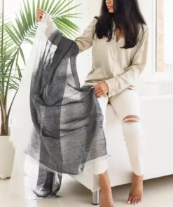 Studio Variously Granite Linen Scarf