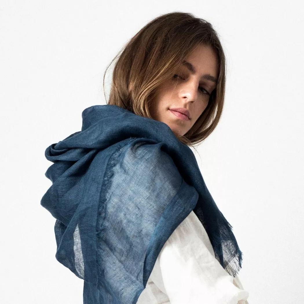 Studio Variously Midnight Blue Linen Scarf Accessories 6 Studio Variously Midnight Blue Linen Scarf Accessories
