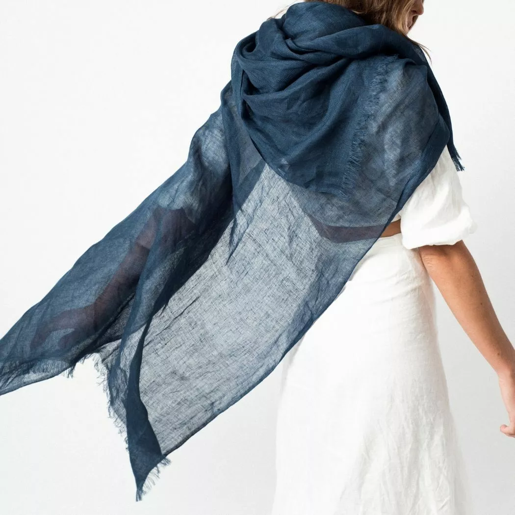 Studio Variously Midnight Blue Linen Scarf Accessories 5 Studio Variously Midnight Blue Linen Scarf Accessories
